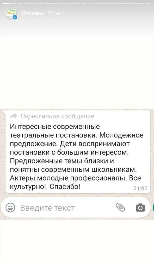 Отзыв 14 — скриншот с действующего сайта театра